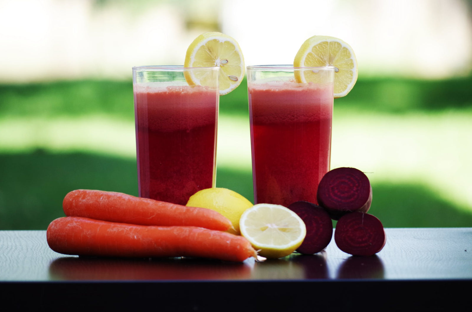 fruits, carrots and juices