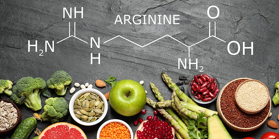 fruit and vegetables and arginine molecule