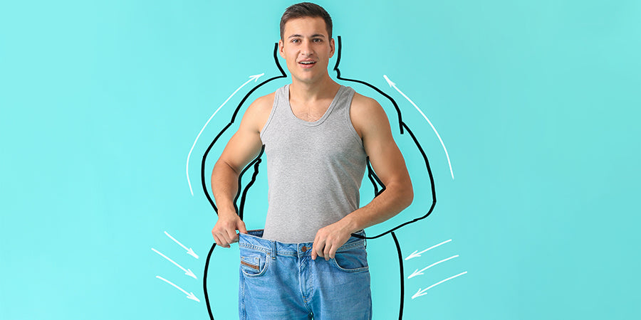 men holding pants lost weight