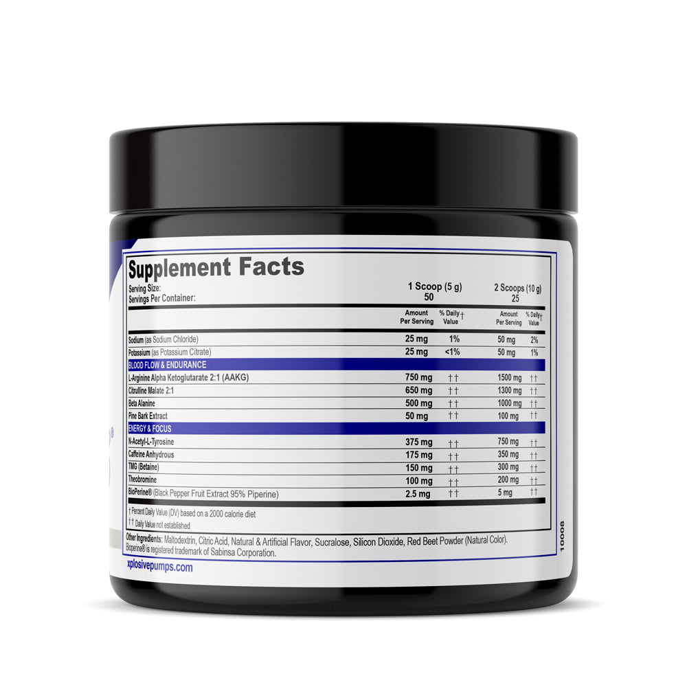 Xplosive Pumps Pre-Workout Supplement Facts